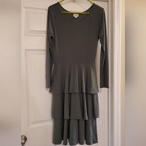 Elegant Olive Green Tiered Dress